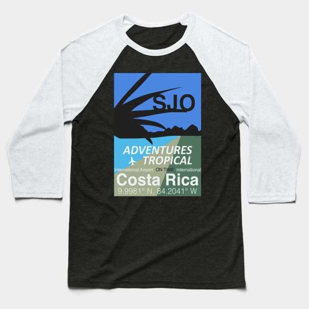 Pura Vida Adventures: SJO Airport Code Design Baseball T-Shirt by Woohoo